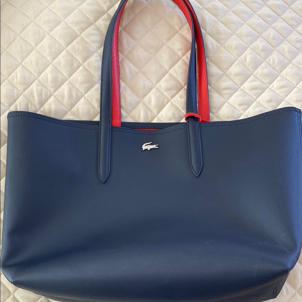 Lacoste Blue and Red Quilted Tote Bag